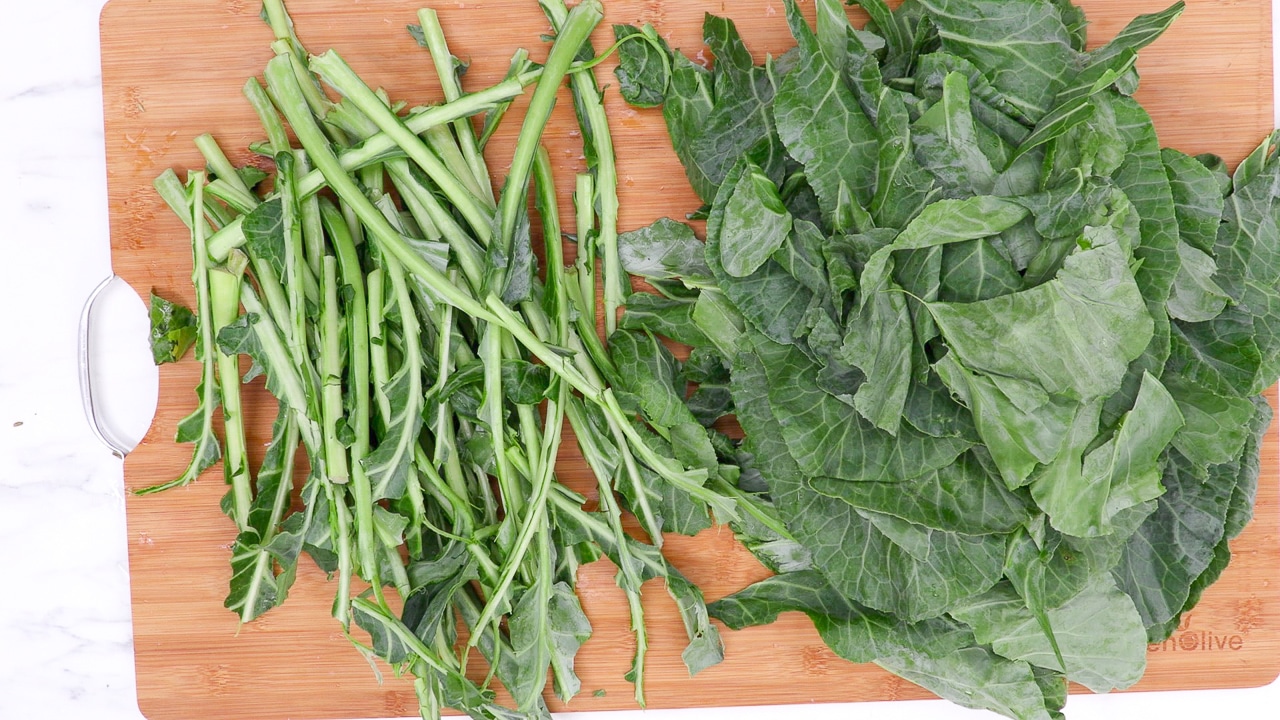 how to remove collard green stems