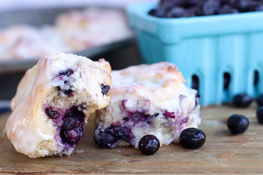 easy glazed blueberrry biscuits recipe